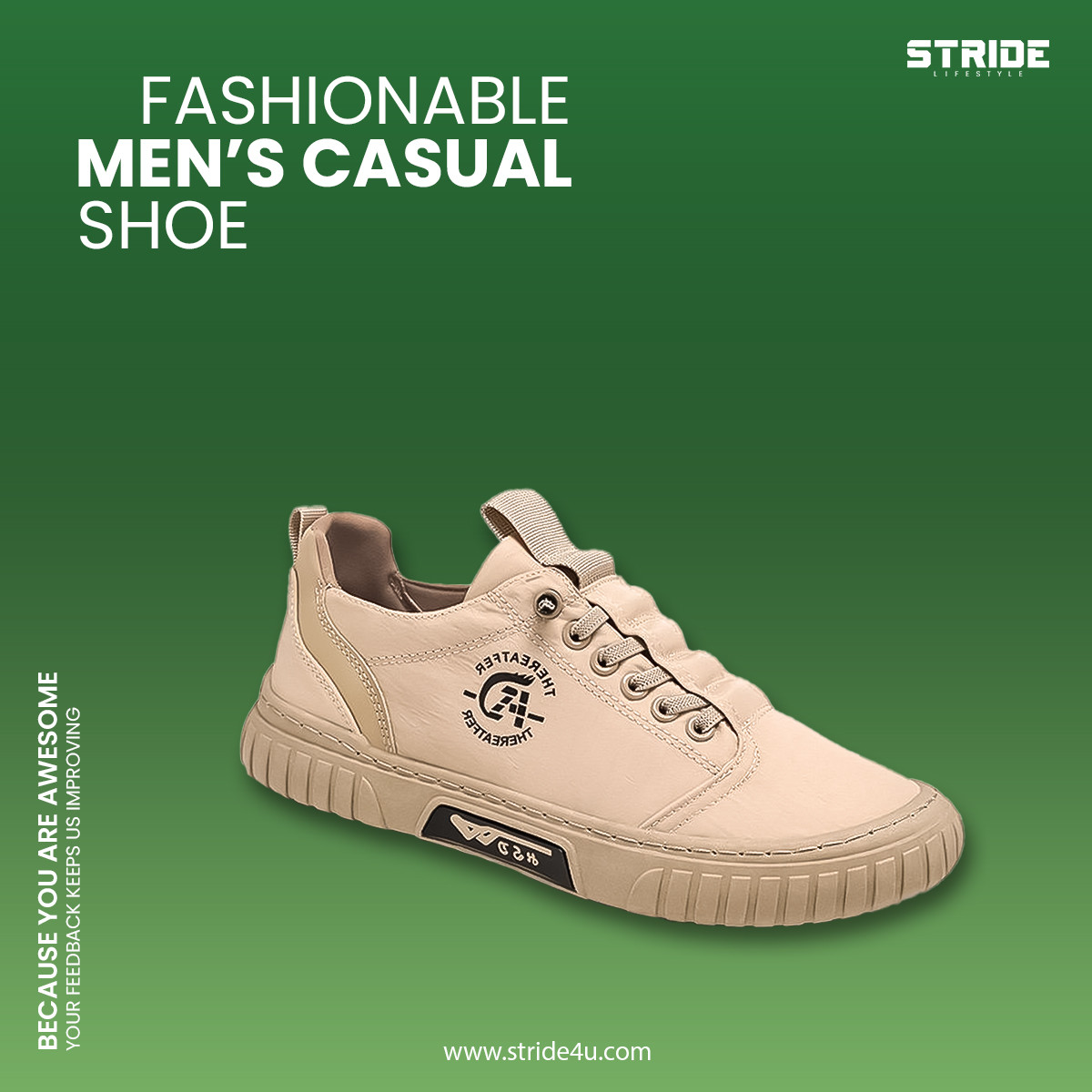 Fashionable Casual Men's Shoes, Outdoor Stylish Non-Slip Sport Jogging Shoes- Khaki