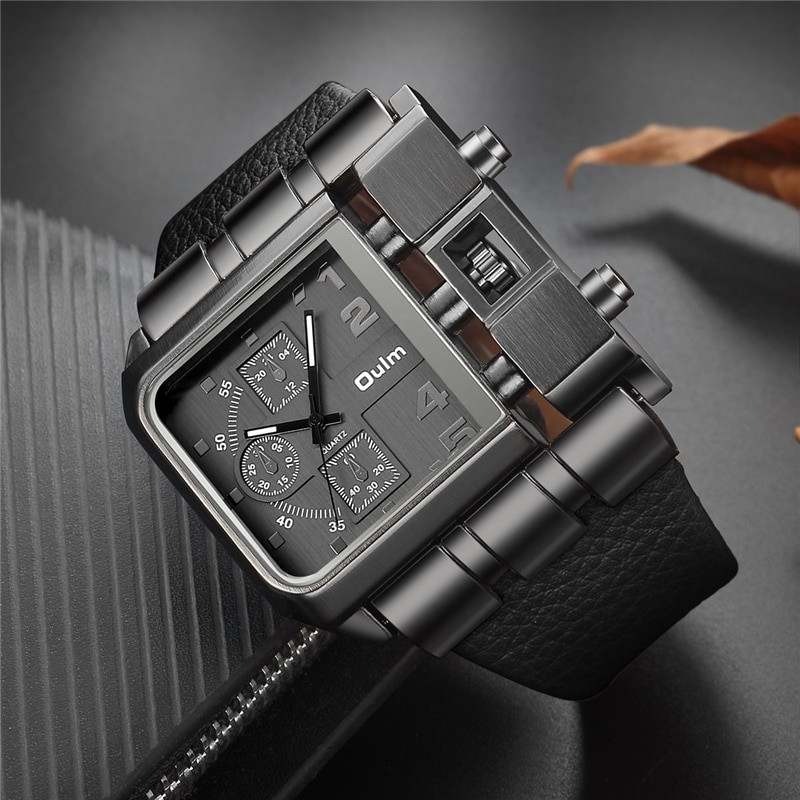 Oulm Men's Casual Quartz Watch Balck